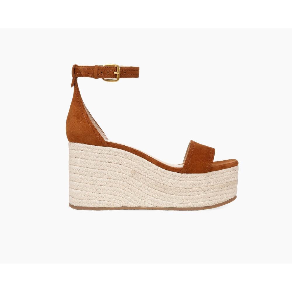 NEW Veronica Beard Gianna 90MM Suede Platform Wedge Sandals Sz 9